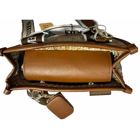 Steve Madden Cognac BWEBBER Straw Satchel Hand Bag Tik Tok Crossbody Bag NWT - Picture 15 of 16